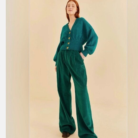 NWT Farm Rio Emerald Corduroy Pants SIZE XXS 100% cotton - Picture 1 of 15